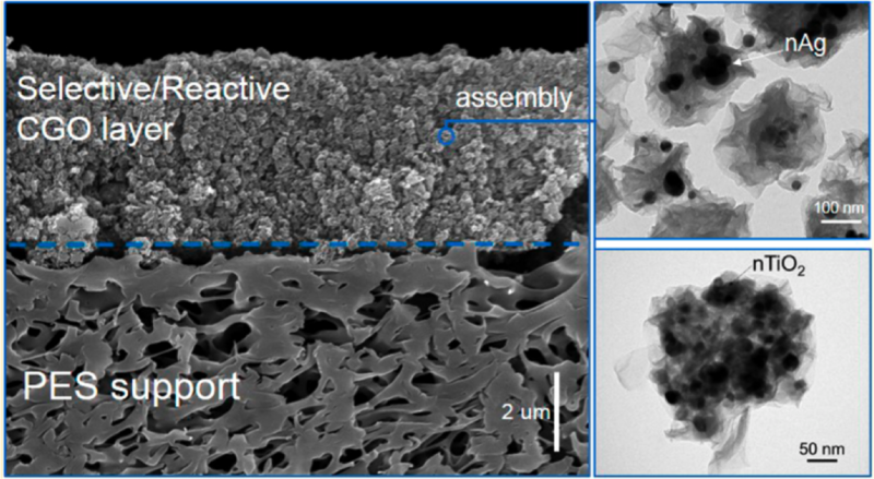 Crumpled graphene oxide (CGO) membrane assembly